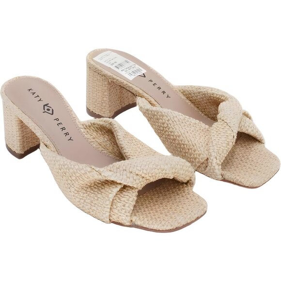 Katy Perry Tooliped Twisted Block Heel Slide Sandals Natural Women's US 9.5M - Picture 4 of 6